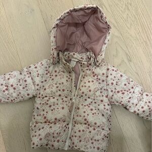 H&M Kids Floral Puffer Jacket - Pink and White